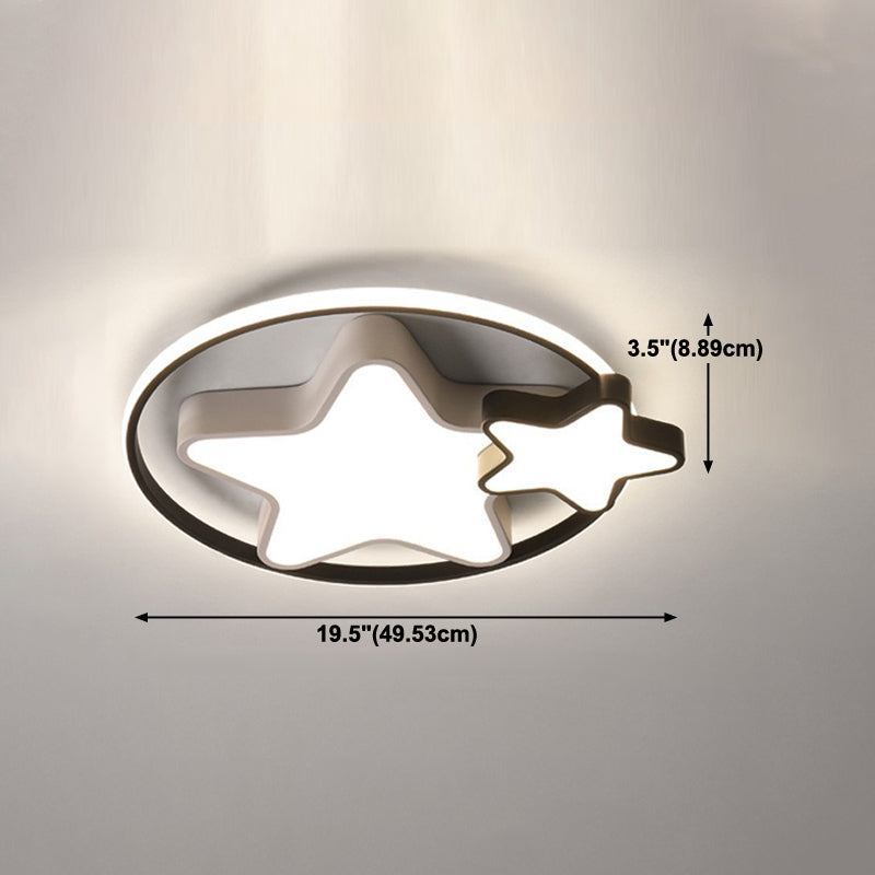 Modern Flush Light Fixtures Star Iron 3 Light Flush Mount Lamps in Black and White