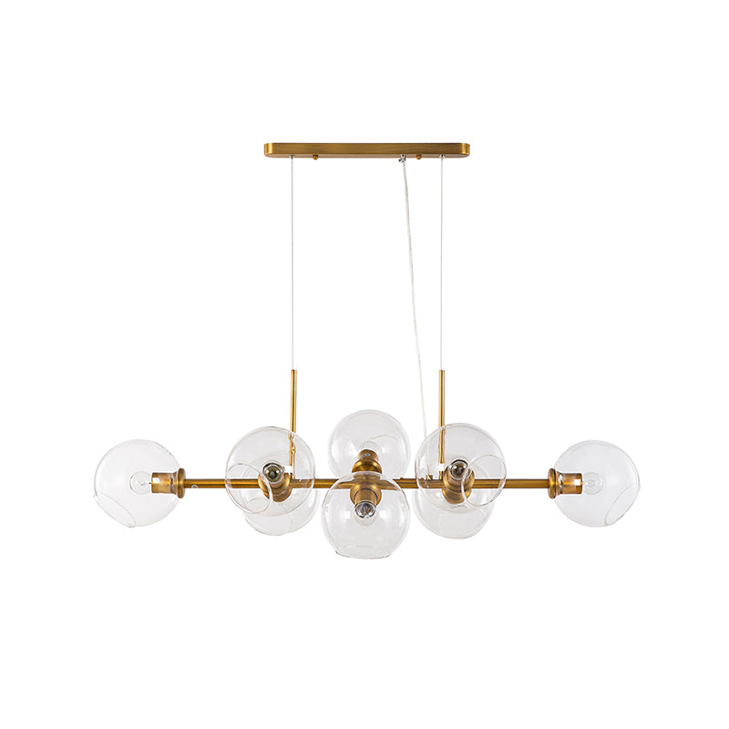 Moderne metalen eiland verlichtingsarmaturen 8-head restaurant Hangende lampen met Globe Glass Shade