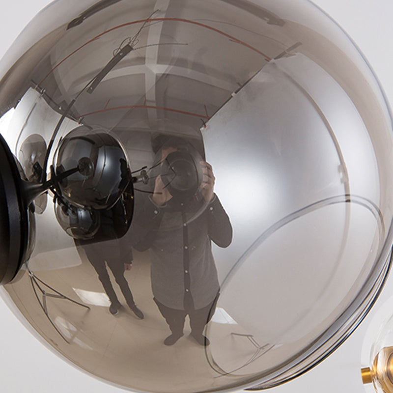 Moderne metalen eiland verlichtingsarmaturen 8-head restaurant Hangende lampen met Globe Glass Shade