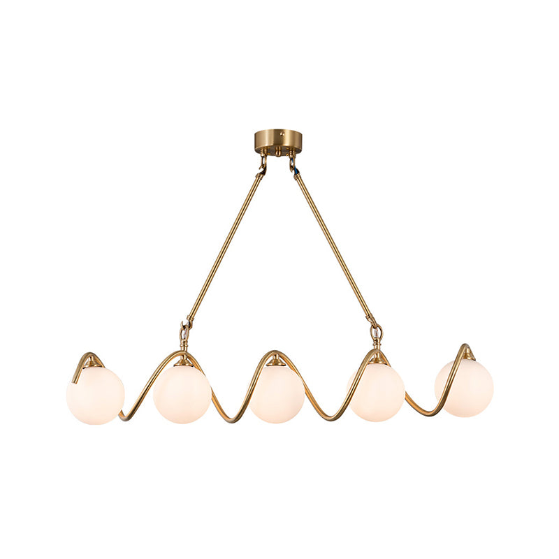 Moderne Kupfer Island Lights Multi-Head-Restaurant Hängende Lampen mit Globe Glass Shade