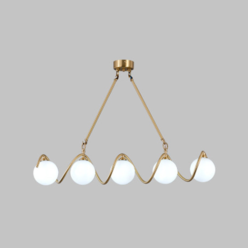 Moderne Kupfer Island Lights Multi-Head-Restaurant Hängende Lampen mit Globe Glass Shade