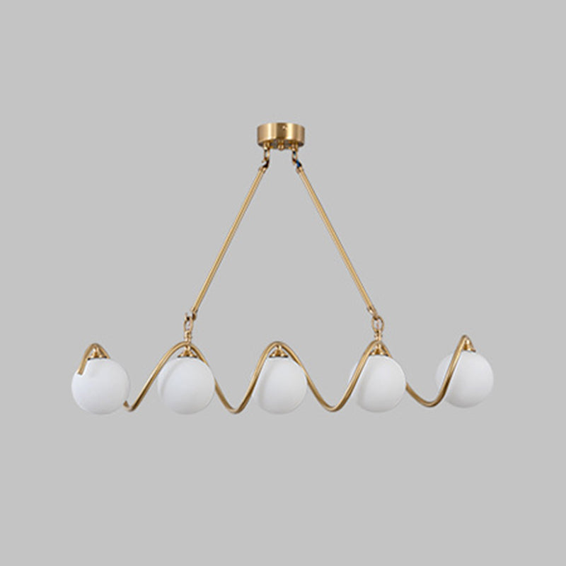 Moderne Kupfer Island Lights Multi-Head-Restaurant Hängende Lampen mit Globe Glass Shade