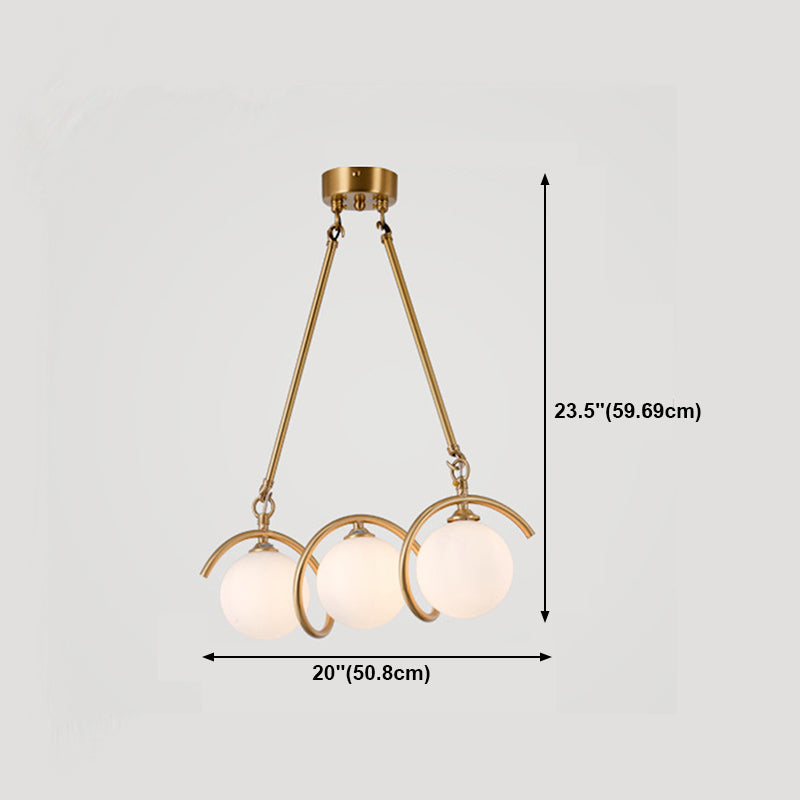 Moderne Kupfer Island Lights Multi-Head-Restaurant Hängende Lampen mit Globe Glass Shade