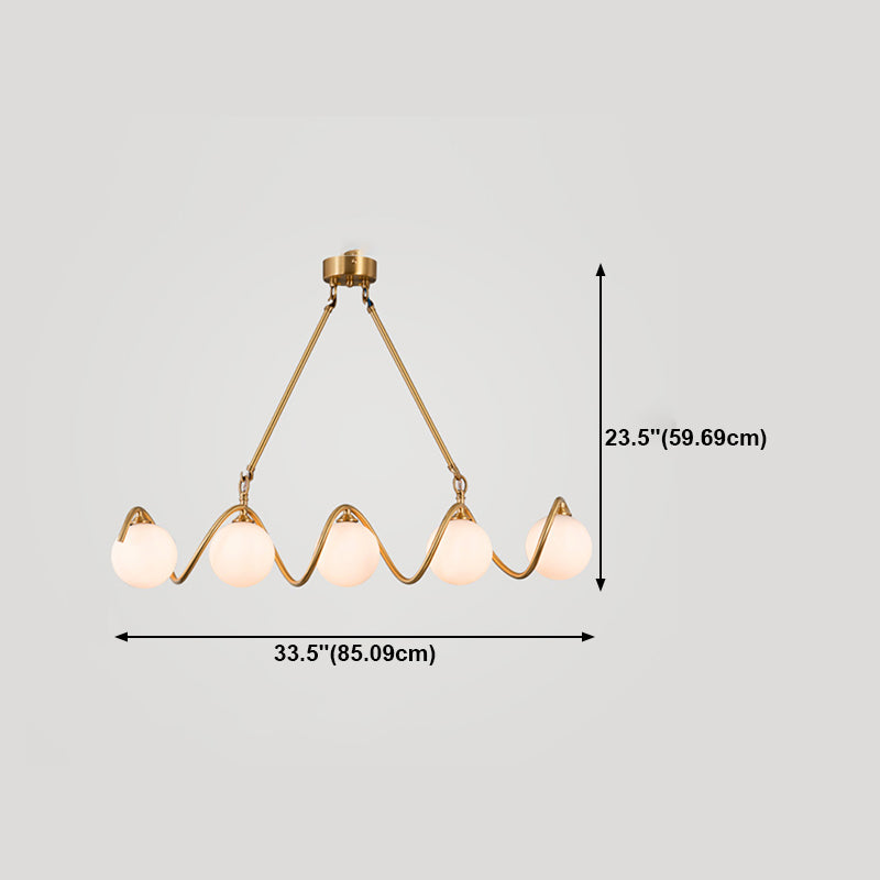 Moderne Kupfer Island Lights Multi-Head-Restaurant Hängende Lampen mit Globe Glass Shade