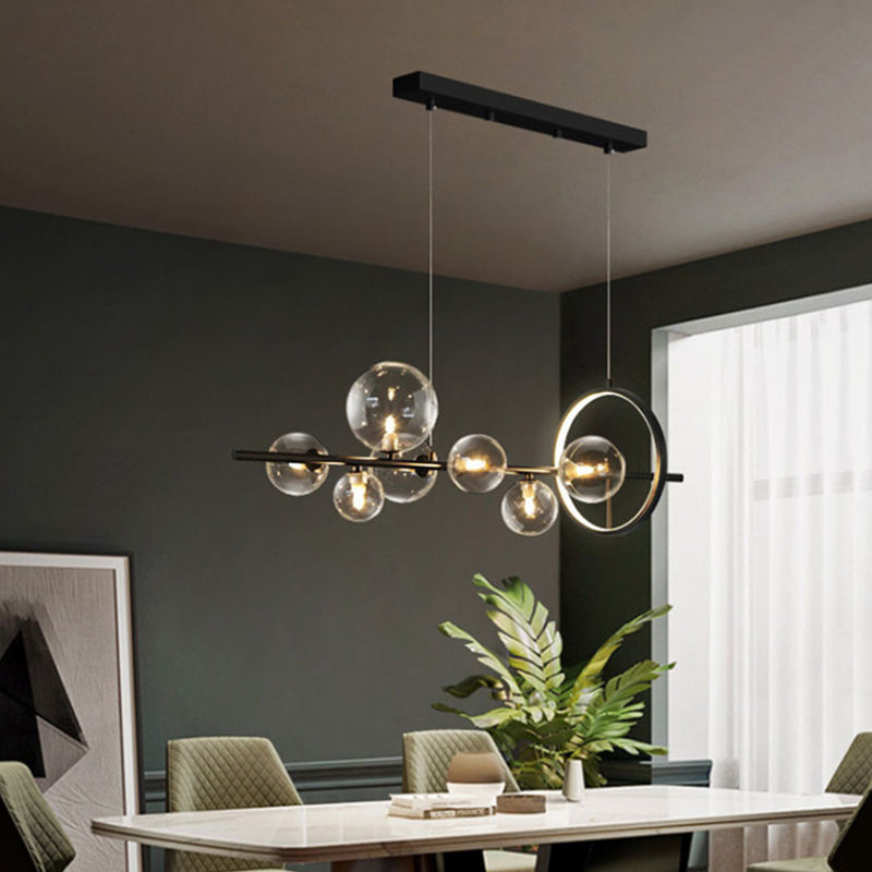 Black Island Lights Modern Multi-Head Restaurant Hanging Lampen met Globe Glass Shade