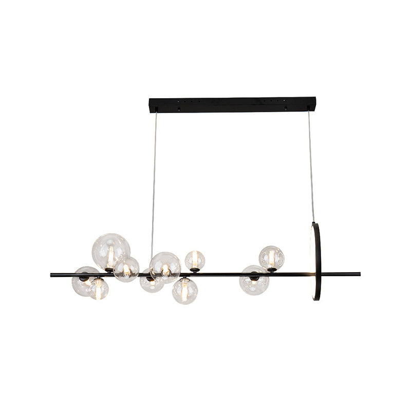 Black Island Lights Modern Multi-Head Restaurant Hanging Lampen met Globe Glass Shade