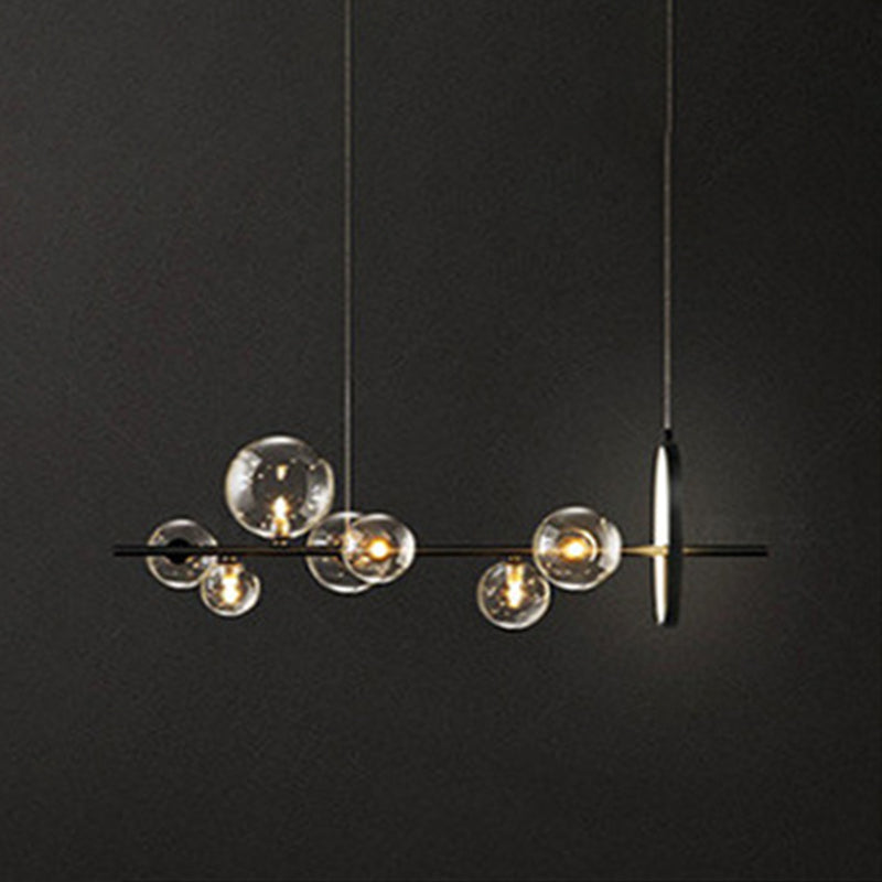 Black Island Lights Modern Multi-Head Restaurant Hanging Lampen met Globe Glass Shade