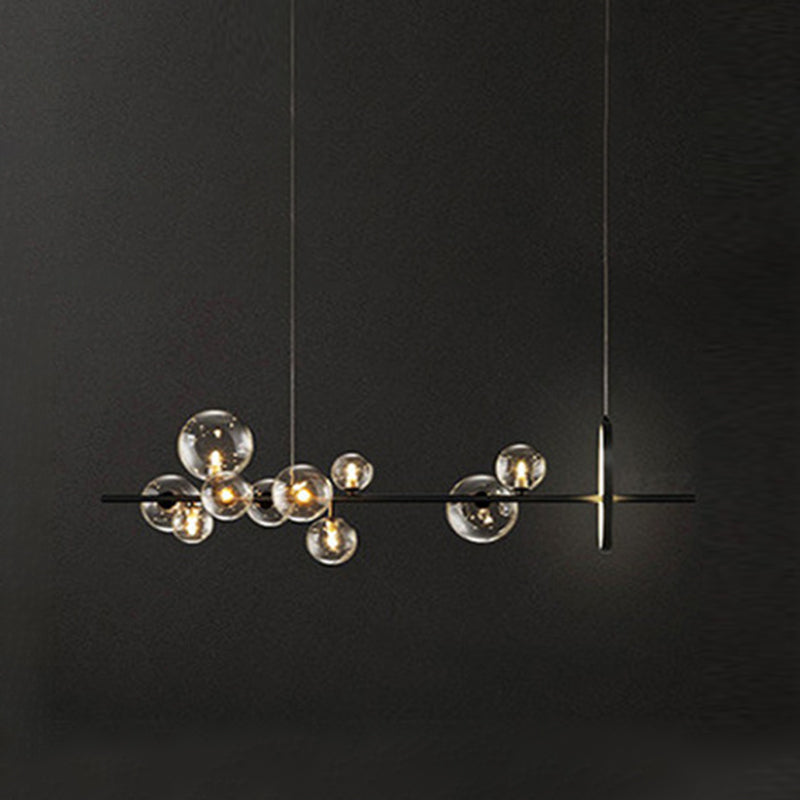 Black Island Lights Modern Multi-Head Restaurant Hanging Lampen met Globe Glass Shade