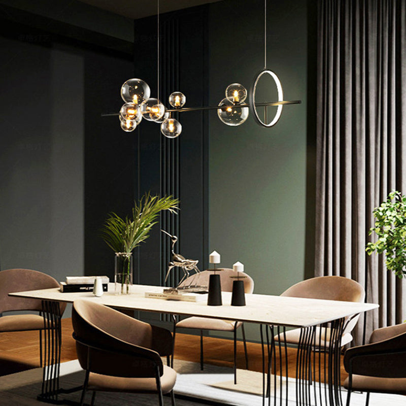 Black Island Lights Modern Multi-Head Restaurant Hanging Lampen met Globe Glass Shade