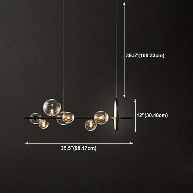Black Island Lights Modern Multi-Head Restaurant Hanging Lampen met Globe Glass Shade