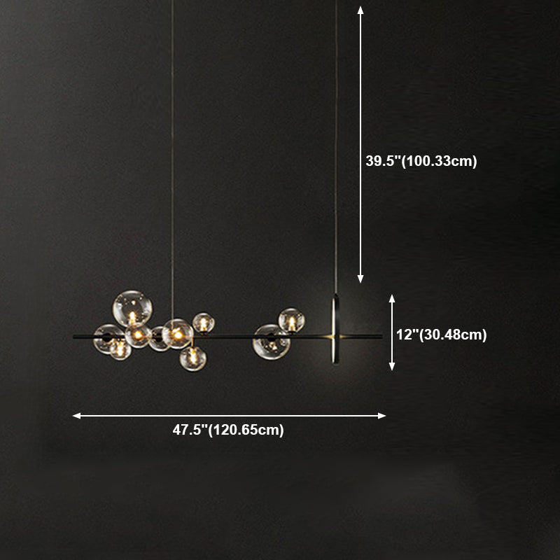 Black Island Lights Modern Multi-Head Restaurant Hanging Lampen met Globe Glass Shade