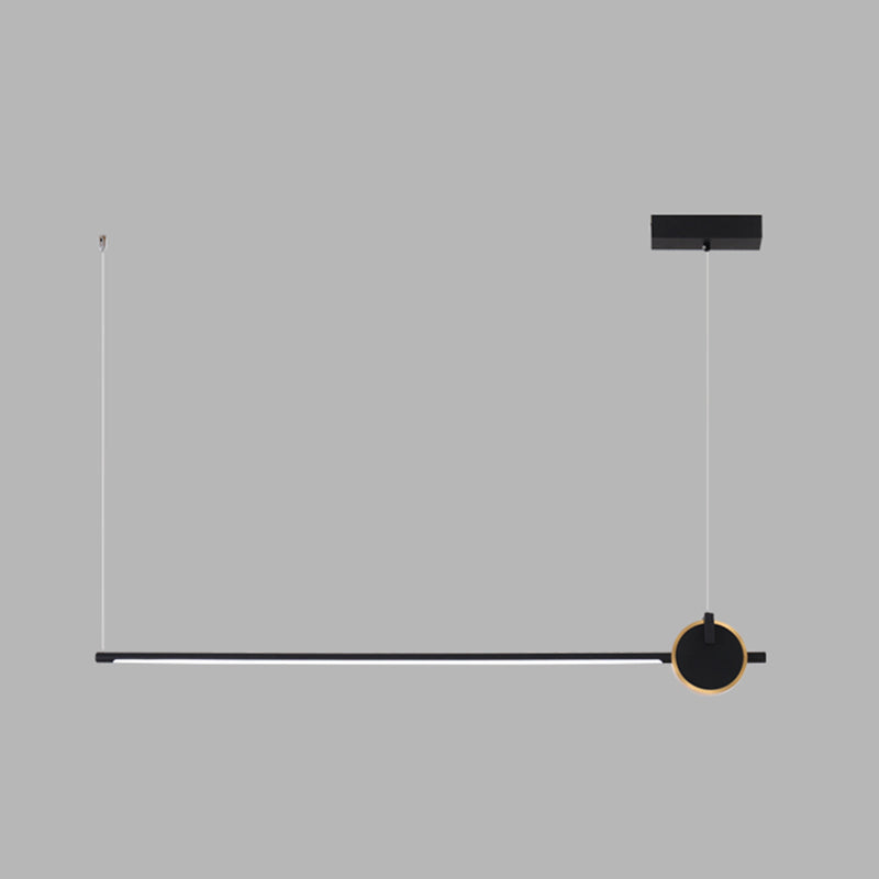 Black metal eiland licht modern 1-head lineair restaurant hangende lamp met acryl schaduw