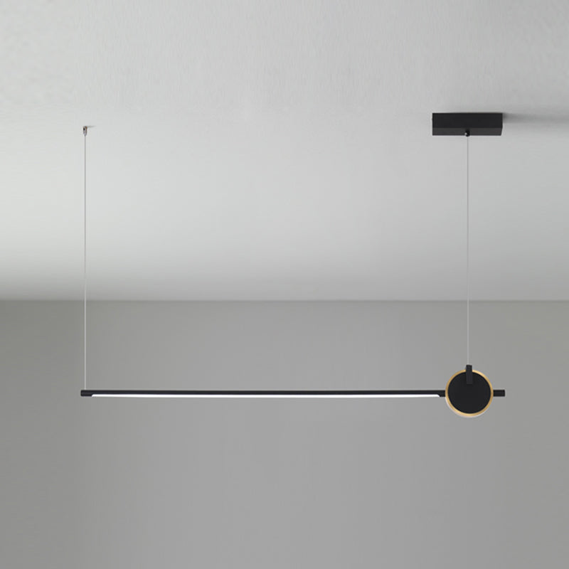 Black metal eiland licht modern 1-head lineair restaurant hangende lamp met acryl schaduw