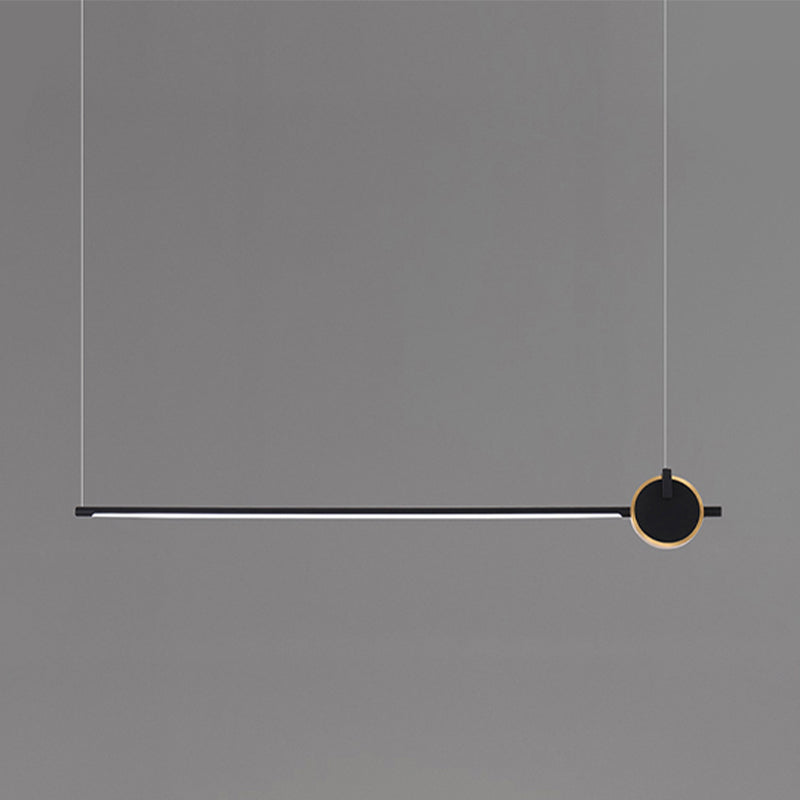 Black metal eiland licht modern 1-head lineair restaurant hangende lamp met acryl schaduw