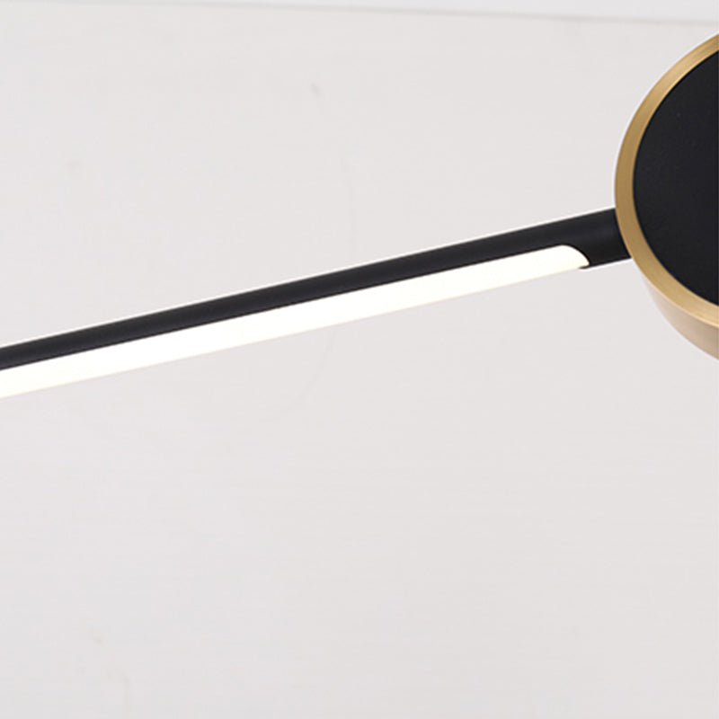 Black metal eiland licht modern 1-head lineair restaurant hangende lamp met acryl schaduw