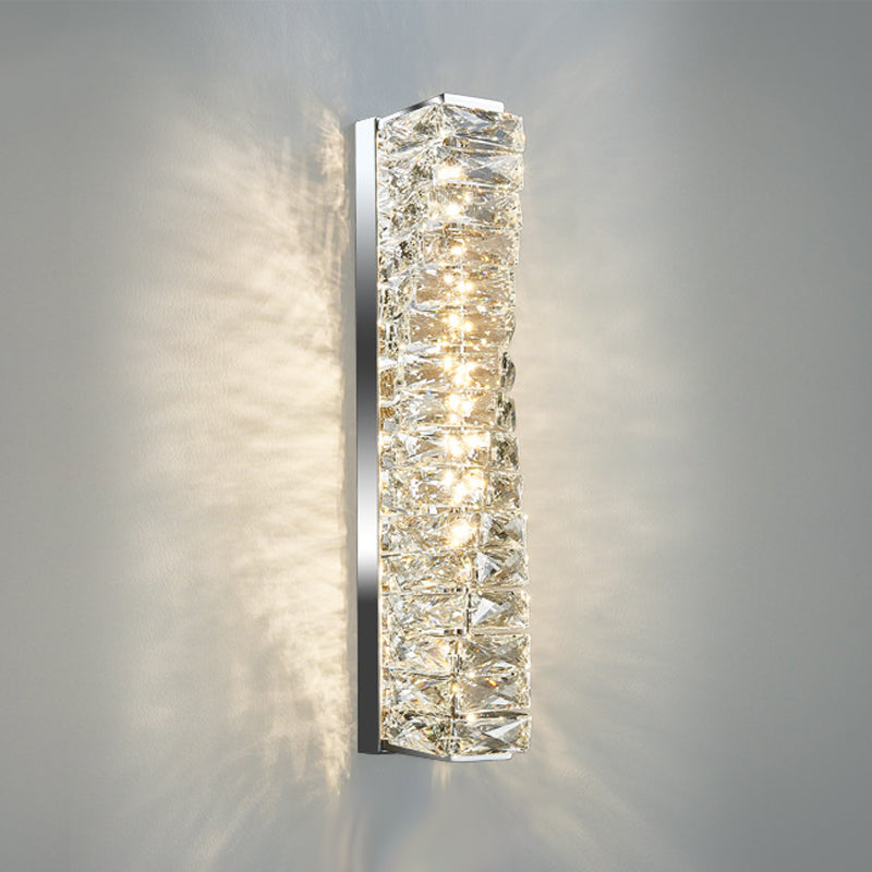 Postmodern Crystal Wall Light Geometric Shape 5" Wide Wall Sconce for Living Room