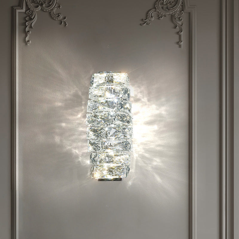 Postmodern Crystal Wall Light Geometric Shape 5" Wide Wall Sconce for Living Room