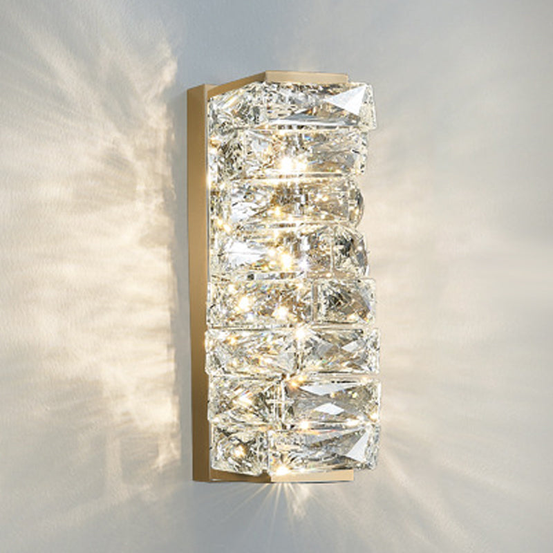 Postmodern Crystal Wall Light Geometric Shape 5" Wide Wall Sconce for Living Room