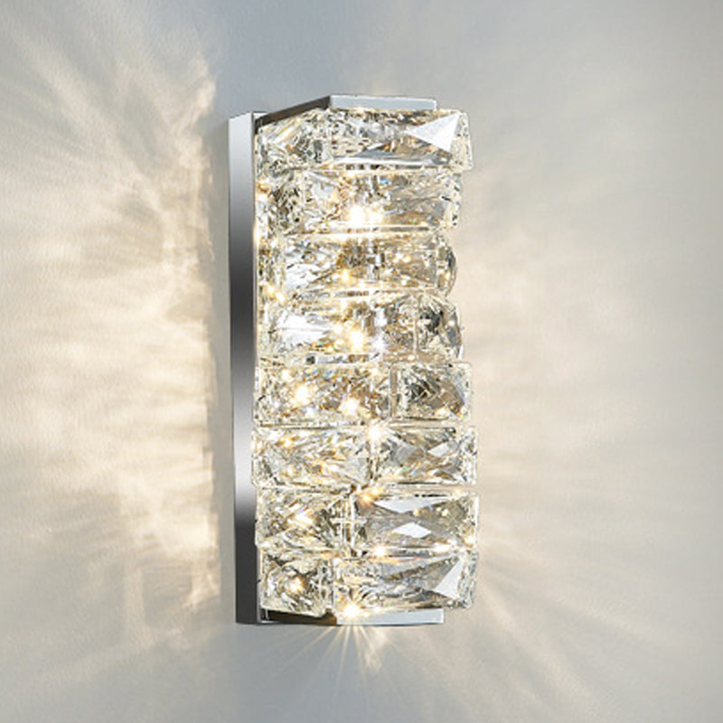 Postmodern Crystal Wall Light Geometric Shape 5" Wide Wall Sconce for Living Room