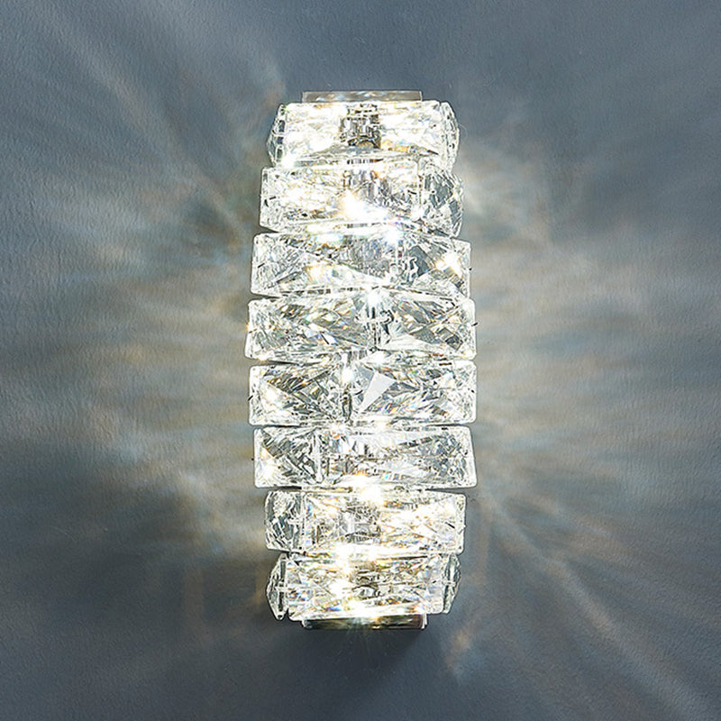 Postmodern Crystal Wall Light Geometric Shape 5" Wide Wall Sconce for Living Room