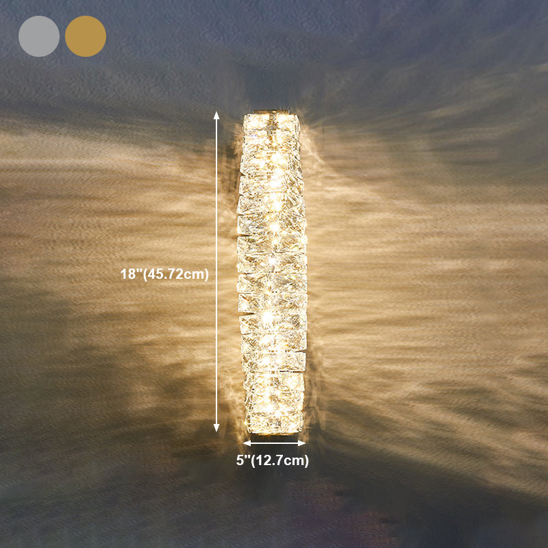 Postmodern Crystal Wall Light Geometric Shape 5" Wide Wall Sconce for Living Room