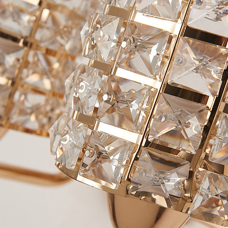 Modern Metal Wall Light Geometric Wall Sconce with Crystal for Bedroom