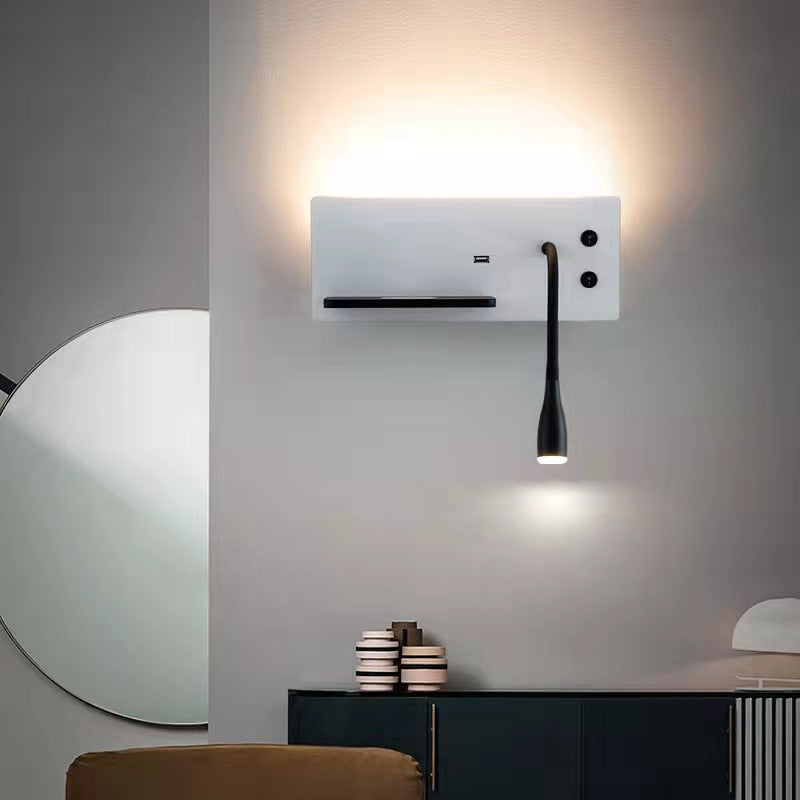 Modern Metal Wall Light Rectangle 12" Wide Reading Wall Sconce for Bedroom