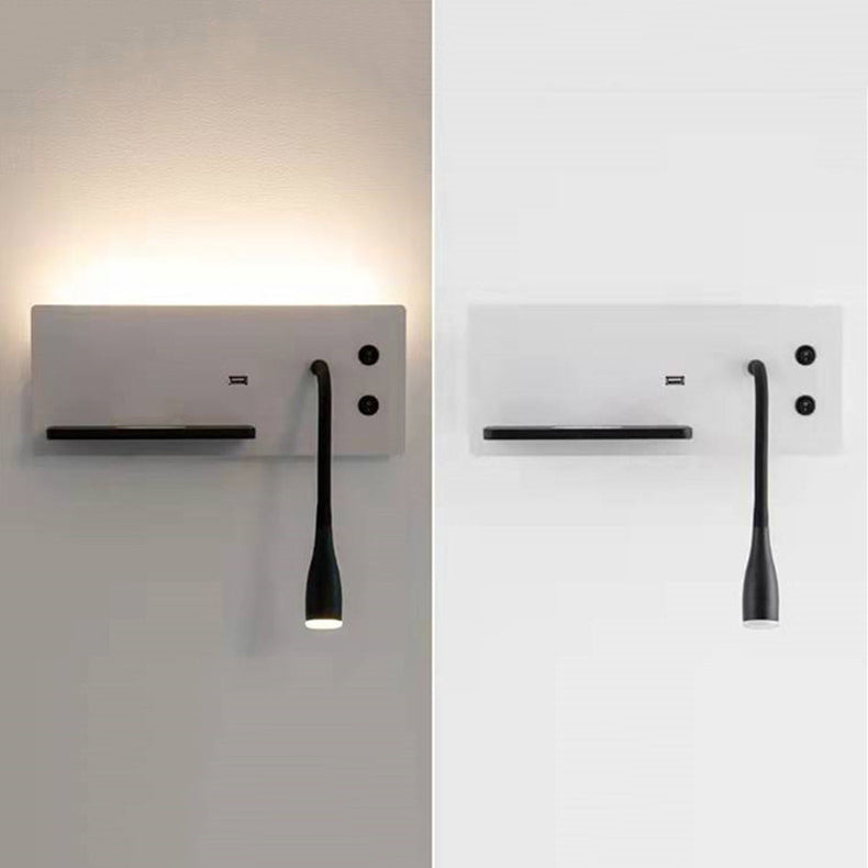Modern Metal Wall Light Rectangle 12" Wide Reading Wall Sconce for Bedroom