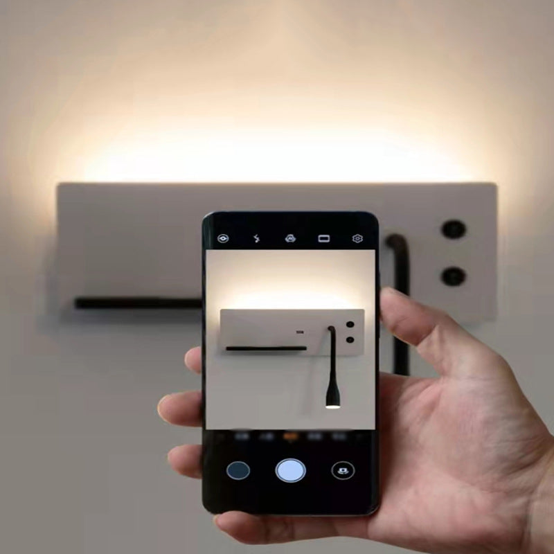 Modern Metal Wall Light Rectangle 12" Wide Reading Wall Sconce for Bedroom