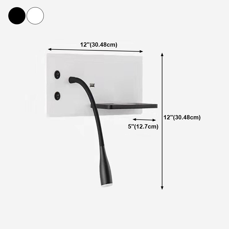 Modern Metal Wall Light Rectangle 12" Wide Reading Wall Sconce for Bedroom