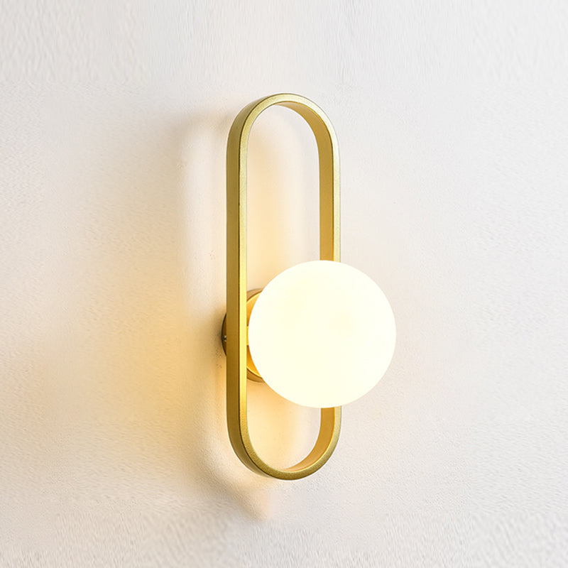 Lámpara de lámpara de pared global dorada simplicidad de vidrio blanco de 1 linda lámpara de vidrio