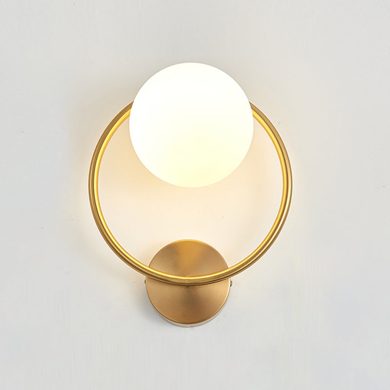 Lámpara de lámpara de pared global dorada simplicidad de vidrio blanco de 1 linda lámpara de vidrio