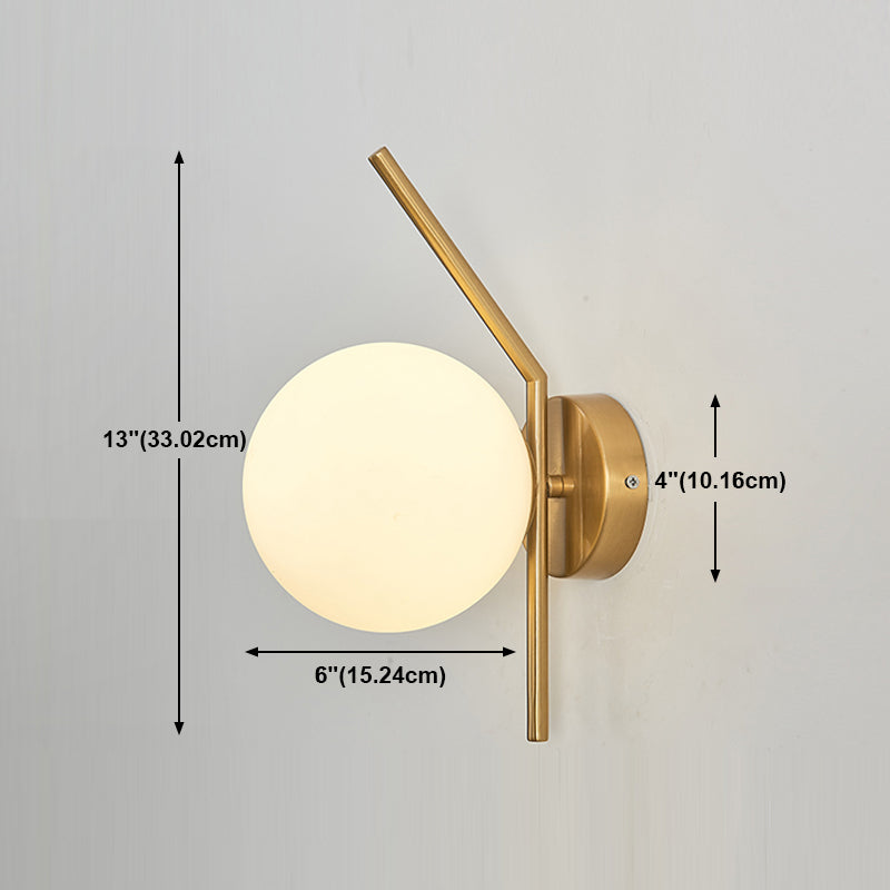 Lámpara de lámpara de pared global dorada simplicidad de vidrio blanco de 1 linda lámpara de vidrio