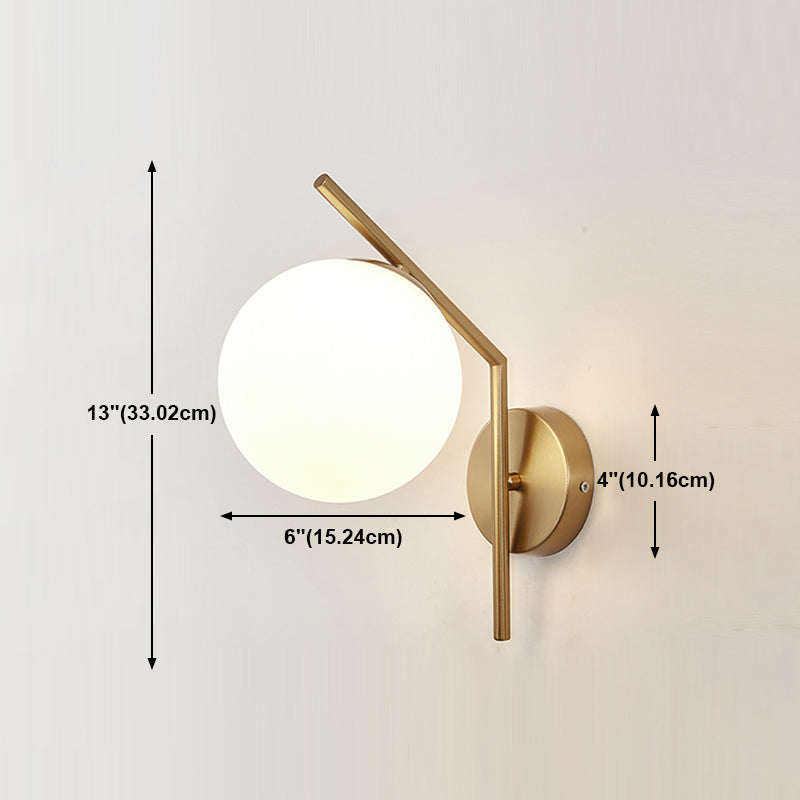Lámpara de lámpara de pared global dorada simplicidad de vidrio blanco de 1 linda lámpara de vidrio