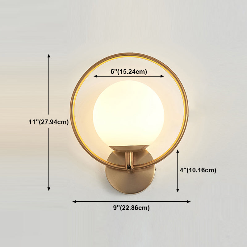 Lámpara de lámpara de pared global dorada simplicidad de vidrio blanco de 1 linda lámpara de vidrio