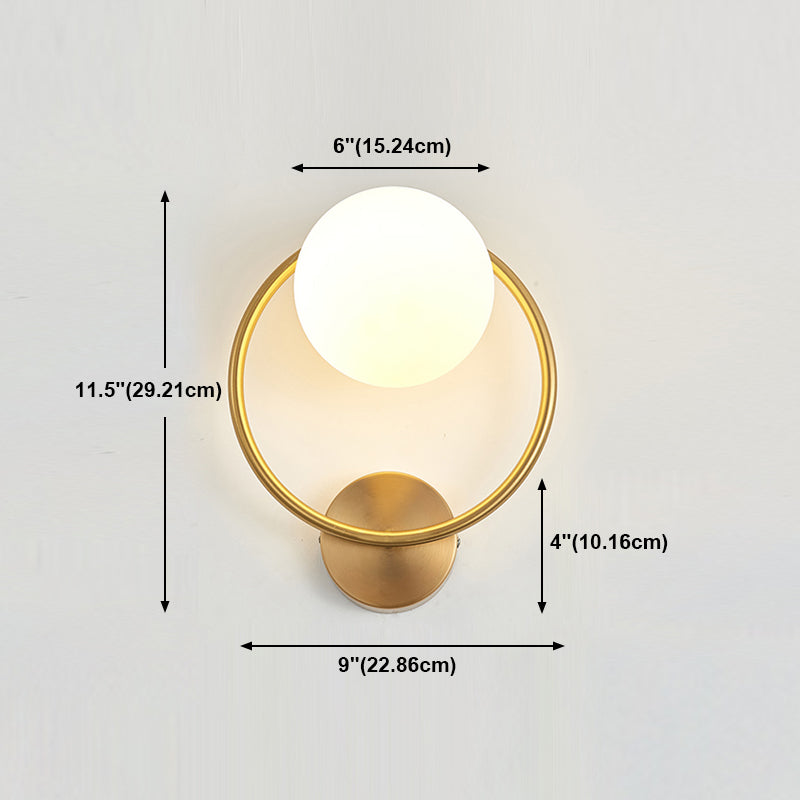Lámpara de lámpara de pared global dorada simplicidad de vidrio blanco de 1 linda lámpara de vidrio