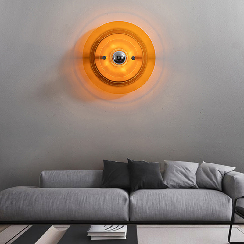 Creative Postmodern Round Sconce Lamp Acrylic 1-Light Staircase Wall Light Fixture
