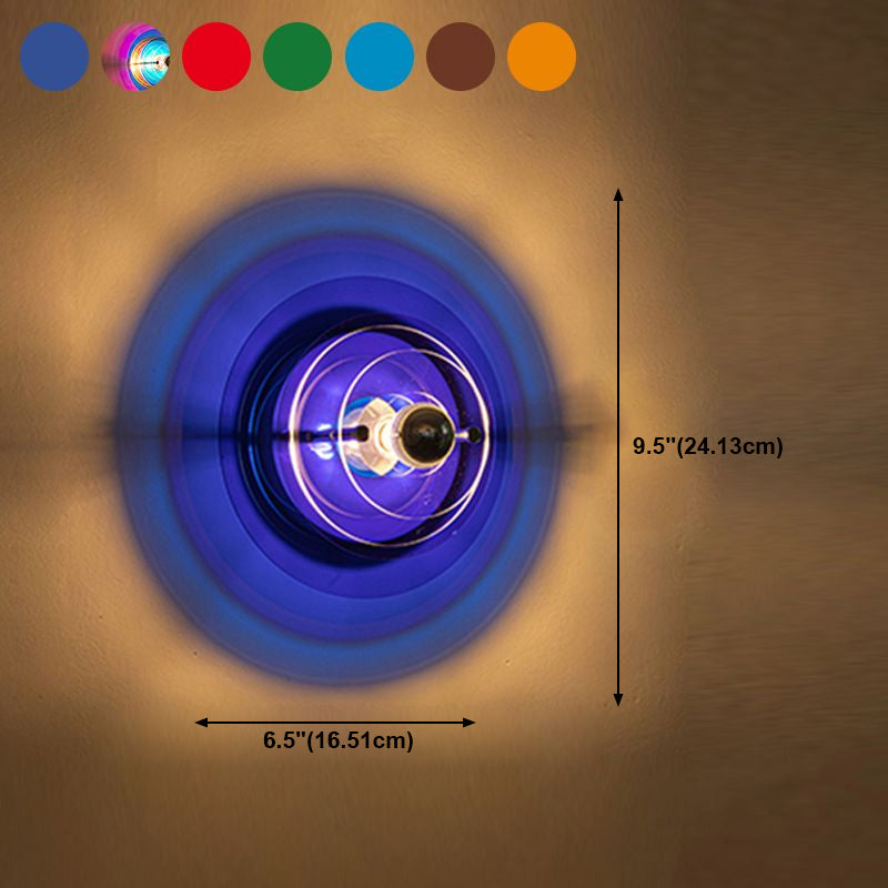 Creative Postmodern Round Sconce Lamp Acrylic 1-Light Staircase Wall Light Fixture