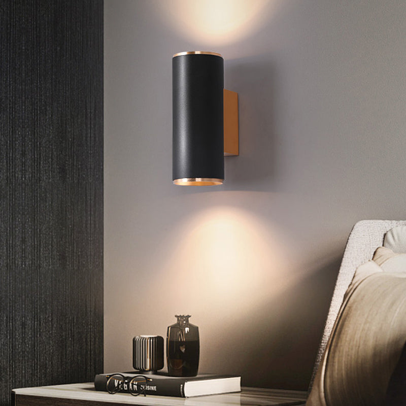 Medio cilindro forma de pared de metal estilo moderno 2 luces luz de montaje de pared