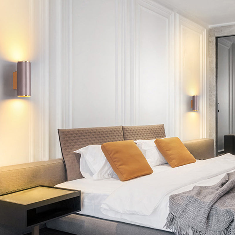 Medio cilindro forma de pared de metal estilo moderno 2 luces luz de montaje de pared