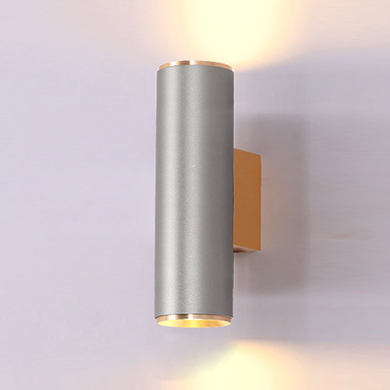 Medio cilindro forma de pared de metal estilo moderno 2 luces luz de montaje de pared