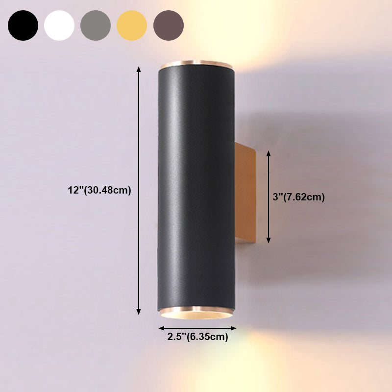 Medio cilindro forma de pared de metal estilo moderno 2 luces luz de montaje de pared
