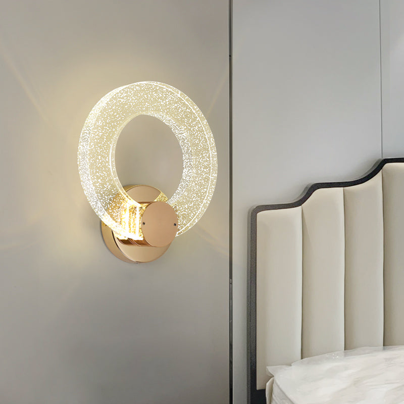 Round Shape Crystal Wall Light Modern Style 1 Light Wall Mount Light in Gold