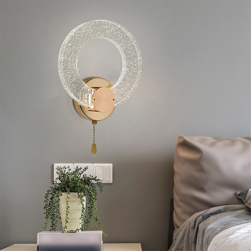 Round Shape Crystal Wall Light Modern Style 1 Light Wall Mount Light in Gold