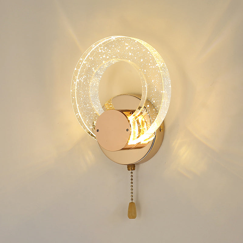 Round Shape Crystal Wall Light Modern Style 1 Light Wall Mount Light in Gold