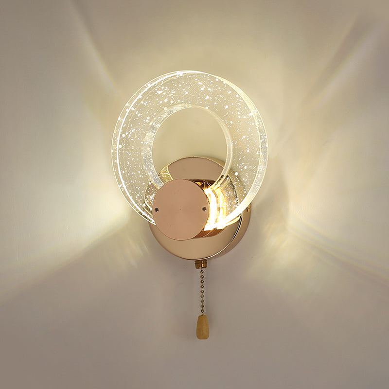 Round Shape Crystal Wall Light Modern Style 1 Light Wall Mount Light in Gold