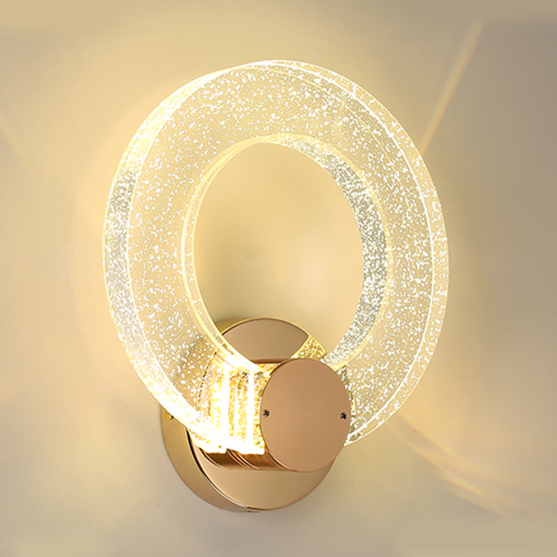 Round Shape Crystal Wall Light Modern Style 1 Light Wall Mount Light in Gold
