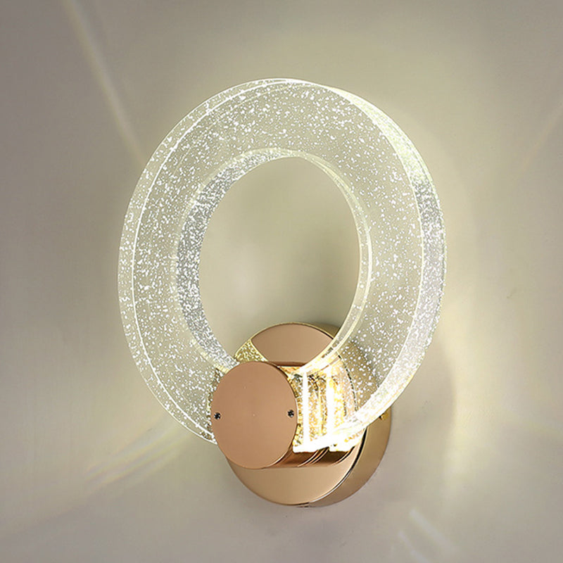 Round Shape Crystal Wall Light Modern Style 1 Light Wall Mount Light in Gold