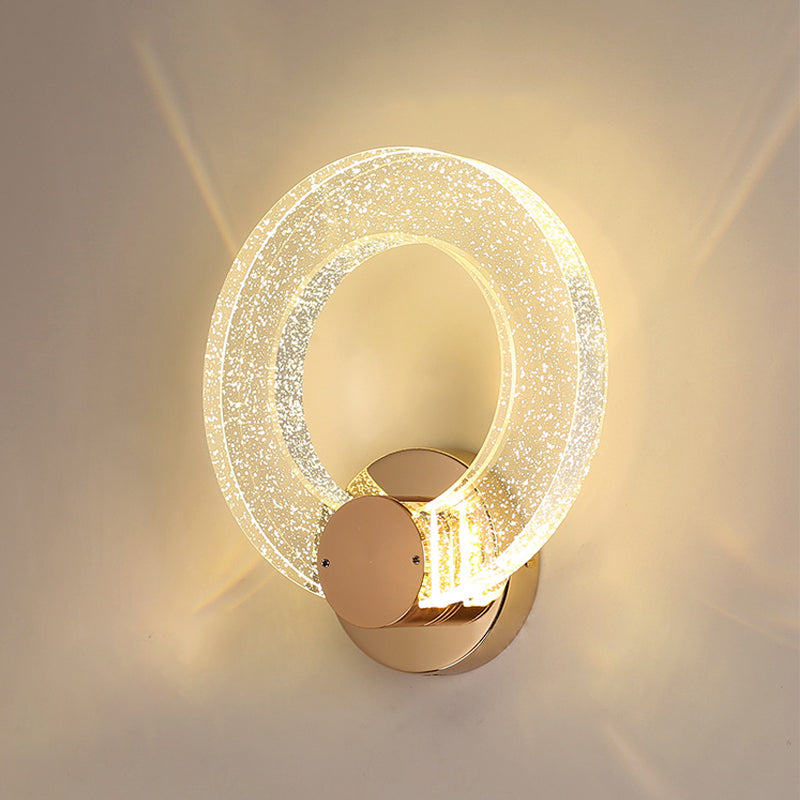 Round Shape Crystal Wall Light Modern Style 1 Light Wall Mount Light in Gold