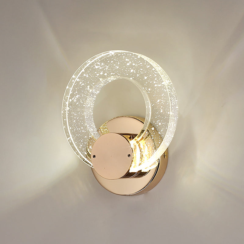 Round Shape Crystal Wall Light Modern Style 1 Light Wall Mount Light in Gold